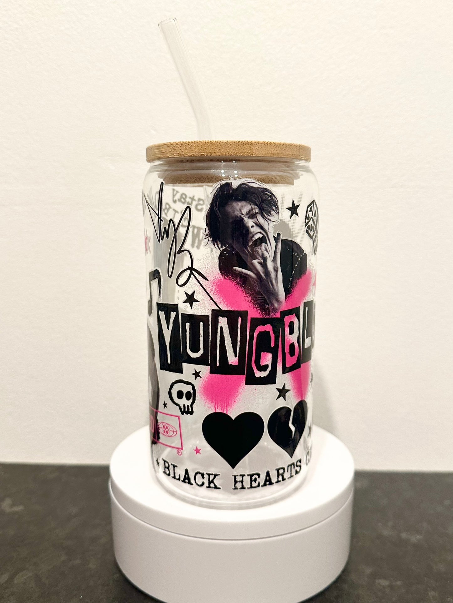 Rock Pop Singer 16oz Clear Glass Tumbler with Straw