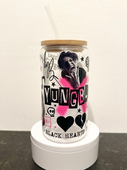 Rock Pop Singer 16oz Clear Glass Tumbler with Straw