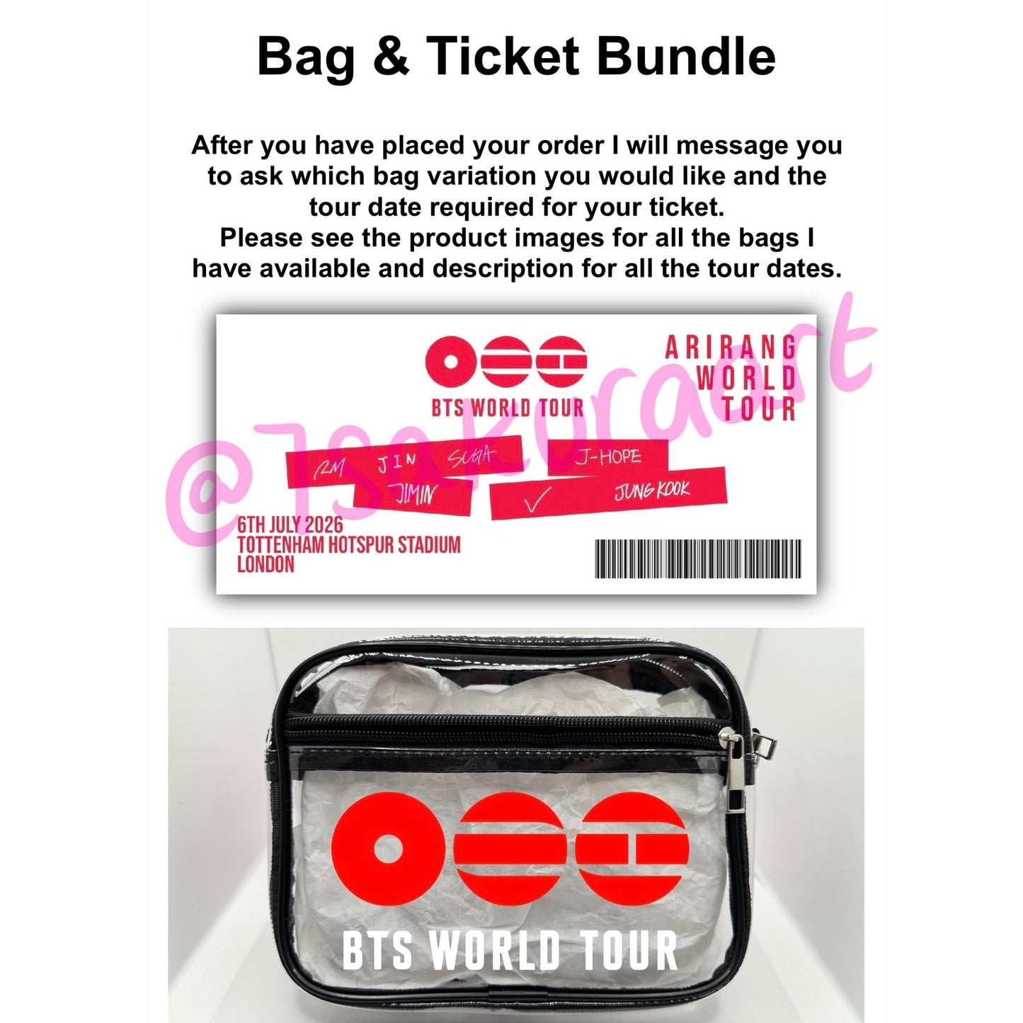 K Pop Band 2026 Tour Concert Bag Clear Stadium Approved PVC Concert Crossbody