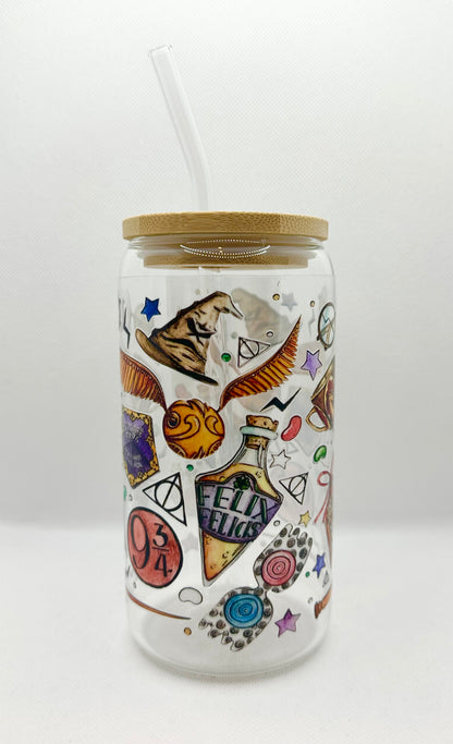 Magical Movie 16oz Glass Tumbler with Straw