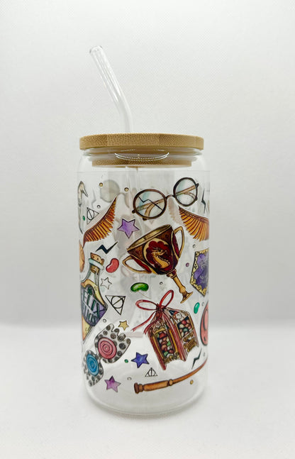 Magical Movie 16oz Glass Tumbler with Straw