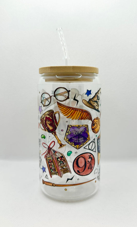Magical Movie 16oz Glass Tumbler with Straw