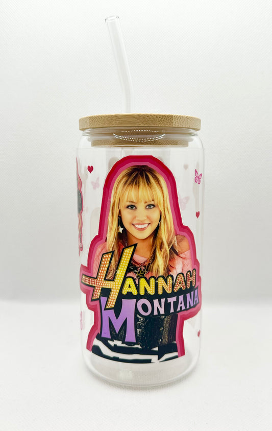 HM 16oz Clear Glass Tumbler with Straw