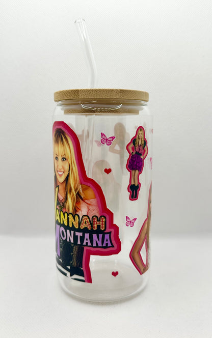 HM 16oz Clear Glass Tumbler with Straw