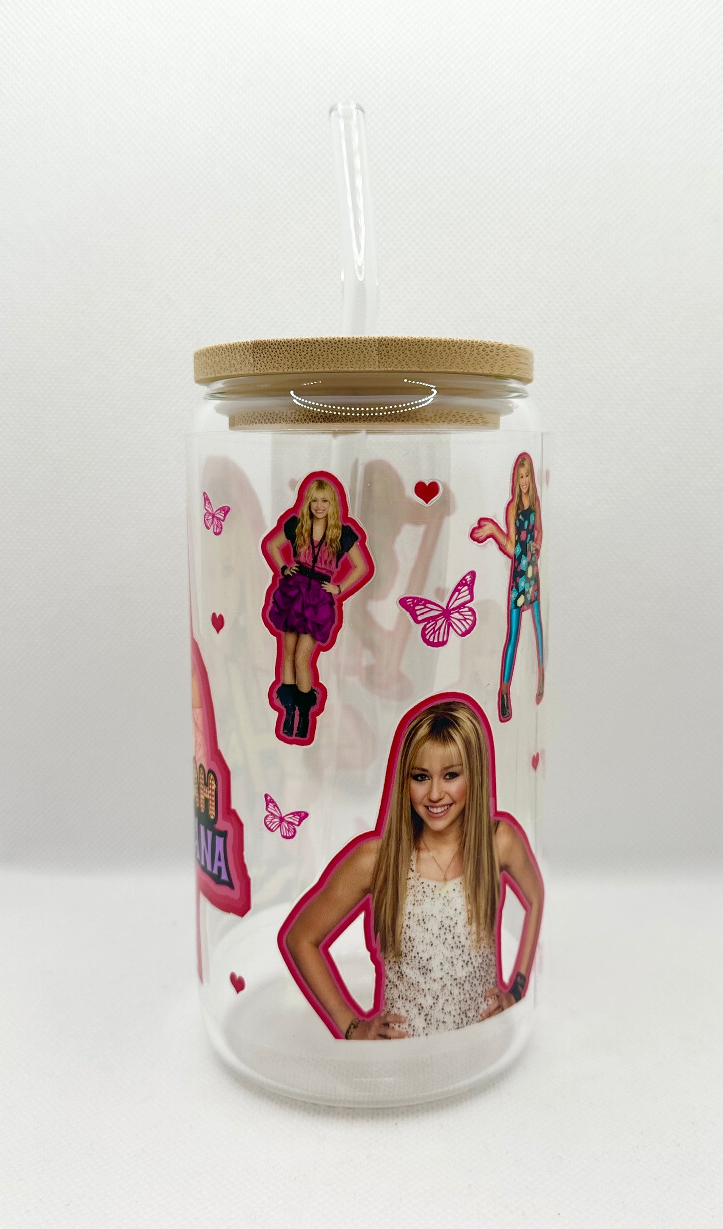 HM 16oz Clear Glass Tumbler with Straw