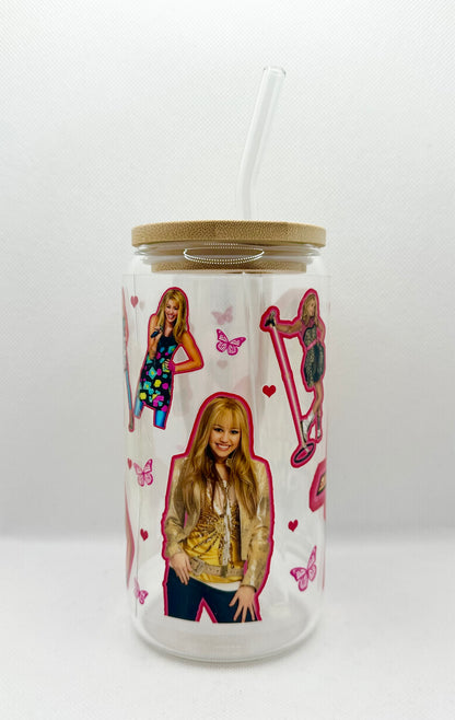 HM 16oz Clear Glass Tumbler with Straw