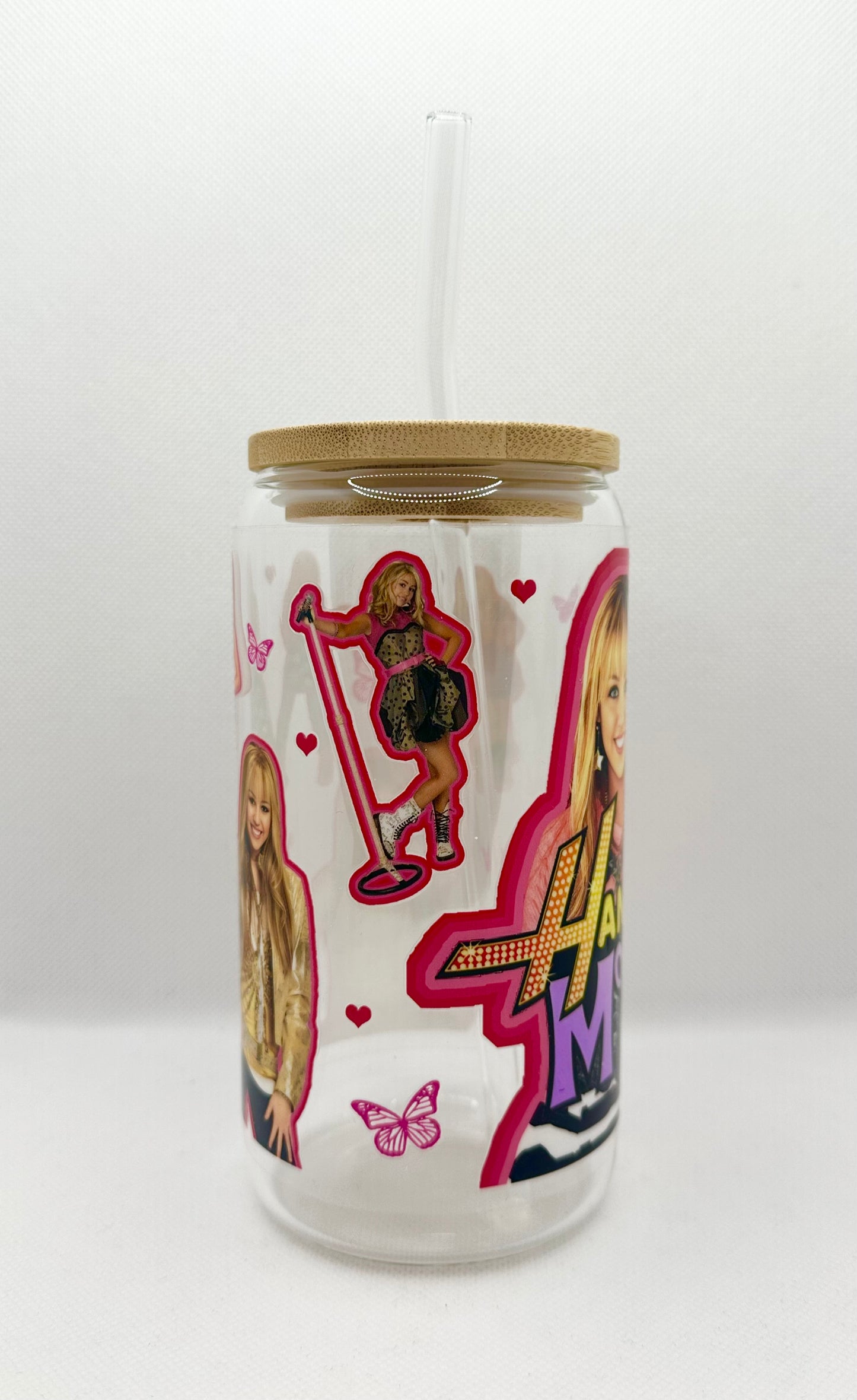 HM 16oz Clear Glass Tumbler with Straw