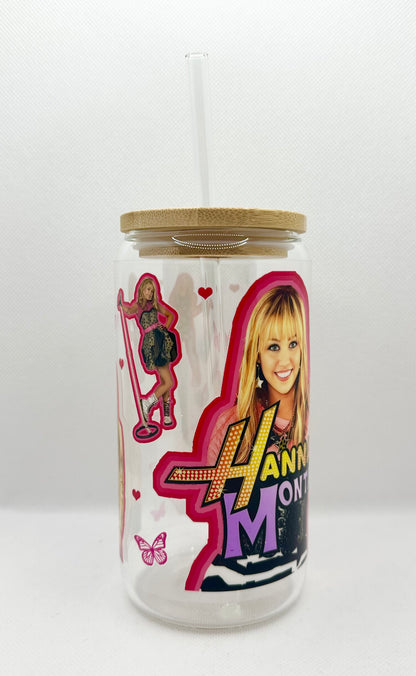 HM 16oz Clear Glass Tumbler with Straw