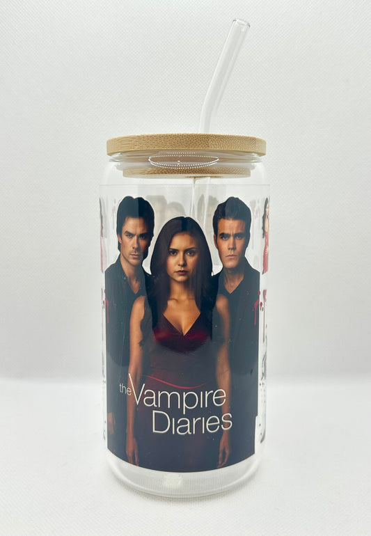 Vampire 16oz Glass Tumbler with Straw