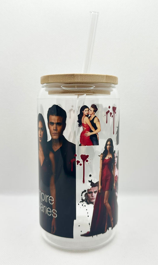 Vampire 16oz Glass Tumbler with Straw