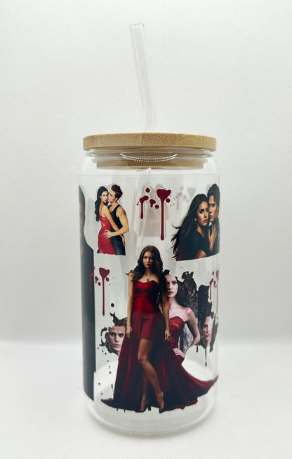 Vampire 16oz Glass Tumbler with Straw
