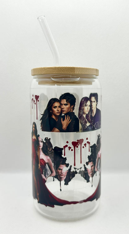 Vampire 16oz Glass Tumbler with Straw