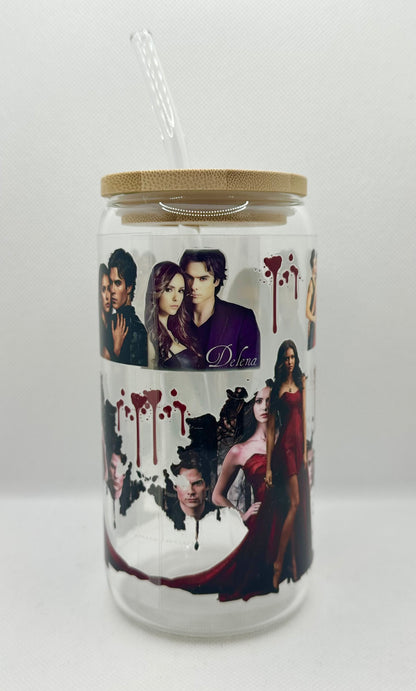 Vampire 16oz Glass Tumbler with Straw