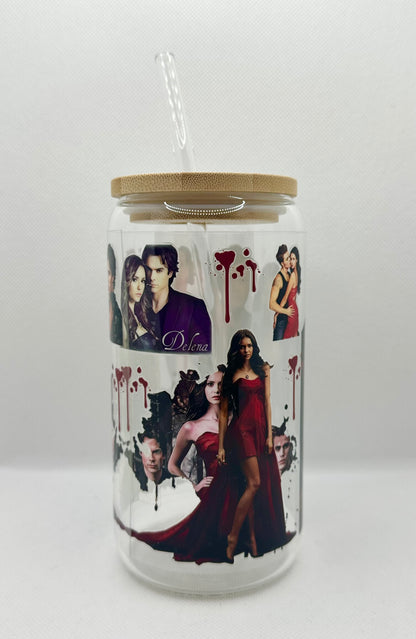 Vampire 16oz Glass Tumbler with Straw