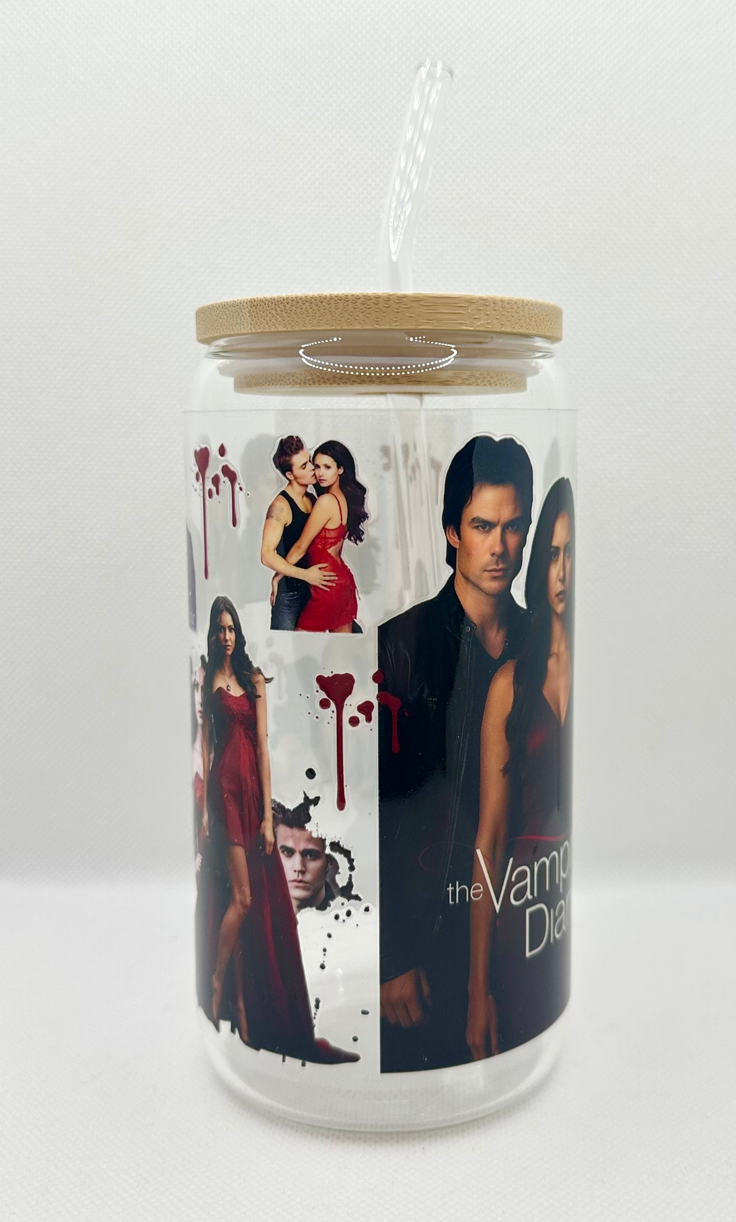 Vampire 16oz Glass Tumbler with Straw