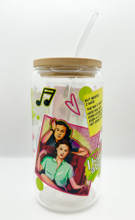 90s Movie 16oz Glass Tumbler with Straw