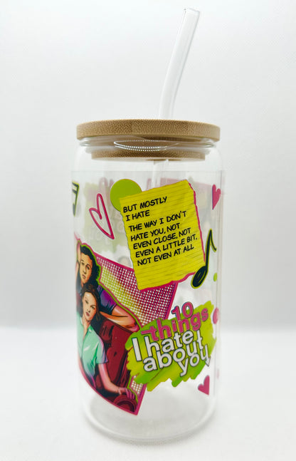 90s Movie 16oz Glass Tumbler with Straw