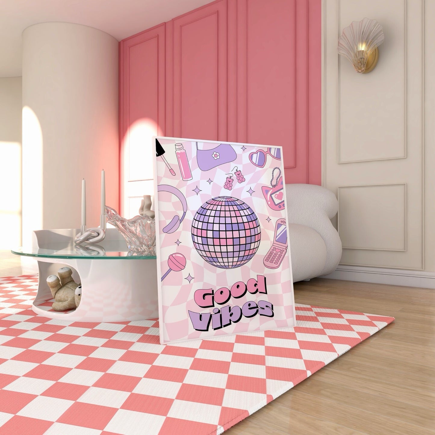 Good Vibes Y2K Art Print, Y2K Aesthetic Poster, Disco Ball Art Print