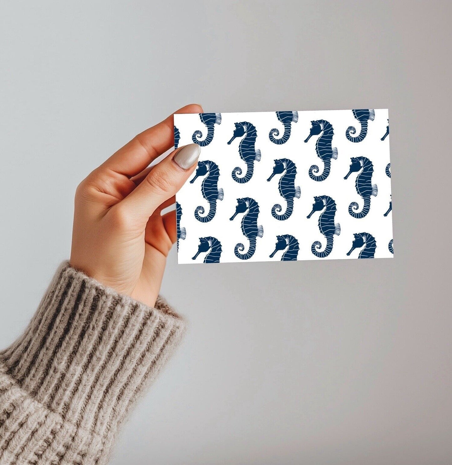 Seahorse Illustration Postcard – Coastal Pattern Art Print