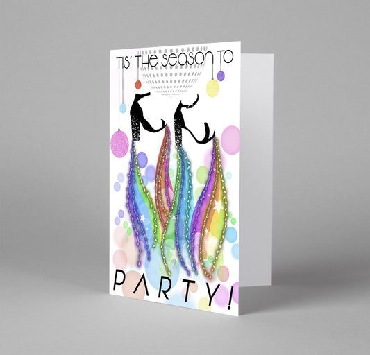 Tis The Season To Party Card, Christmas Card, New Years Card, Greetings Cards