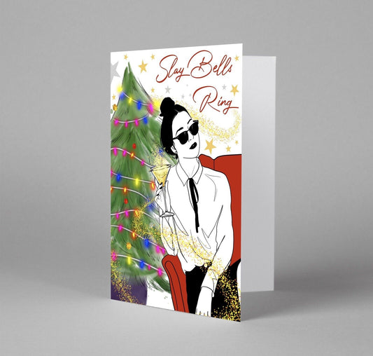 Slay Bells Ring Card, Christmas Card, Christmas Greetings Cards
