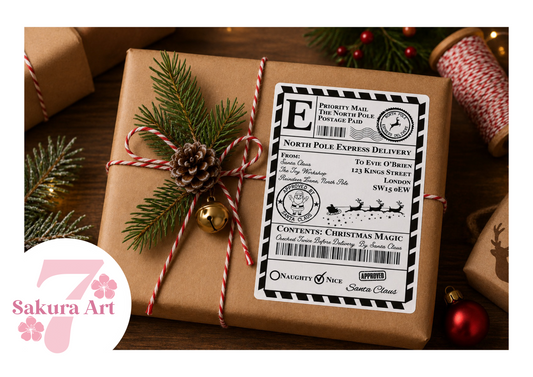 Personalised Christmas Santa Postage Labels, North Pole Post Label Gift