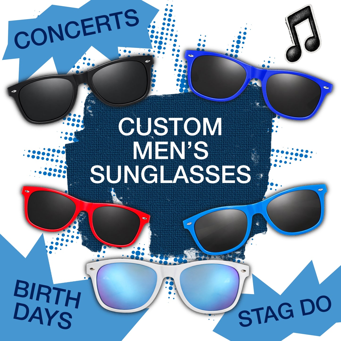 Custom Men's Sunglasses | Personalised Stag Do, Birthday & Holiday Glasses