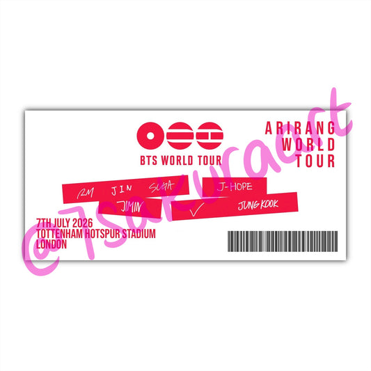 K-Pop Band 2026 Tour Souvenir Tickets