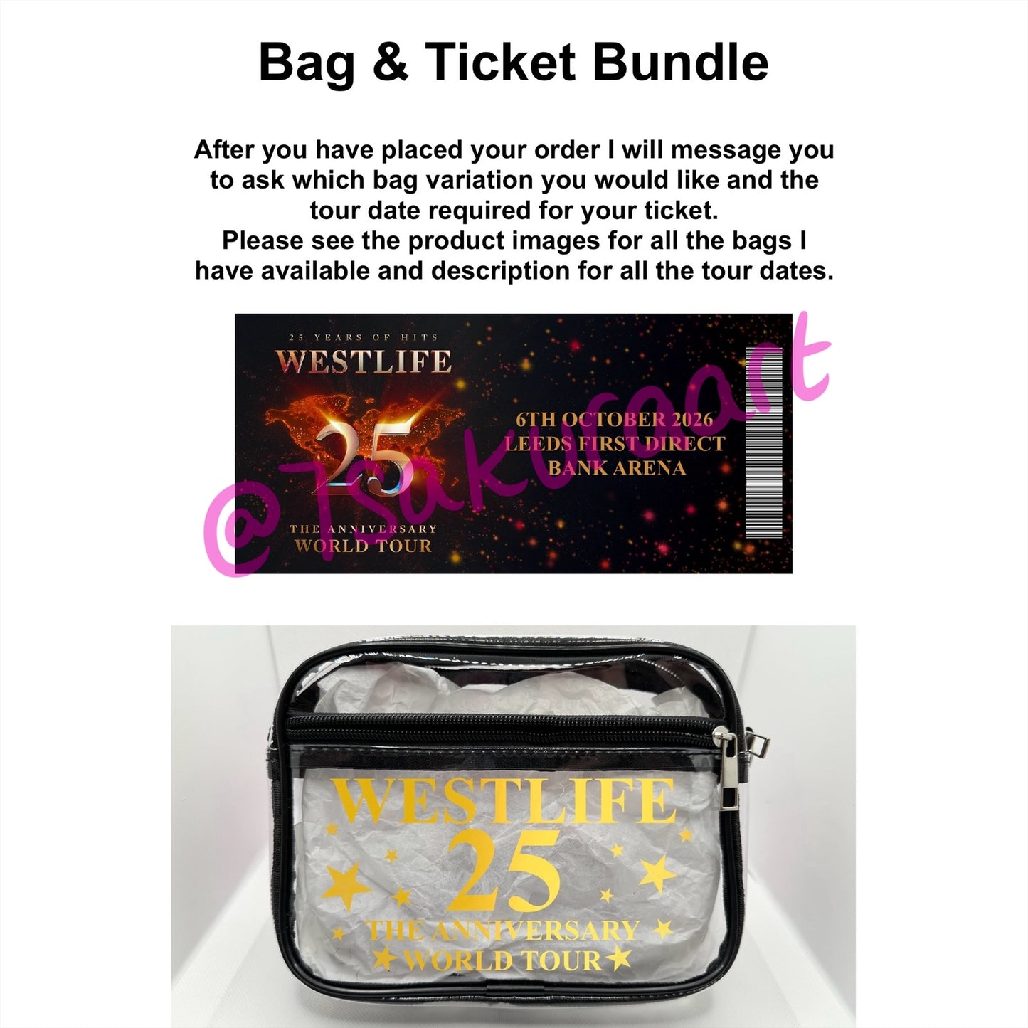 W 2026 Tour Concert Bag Clear Stadium Approved PVC Concert Crossbody Bag