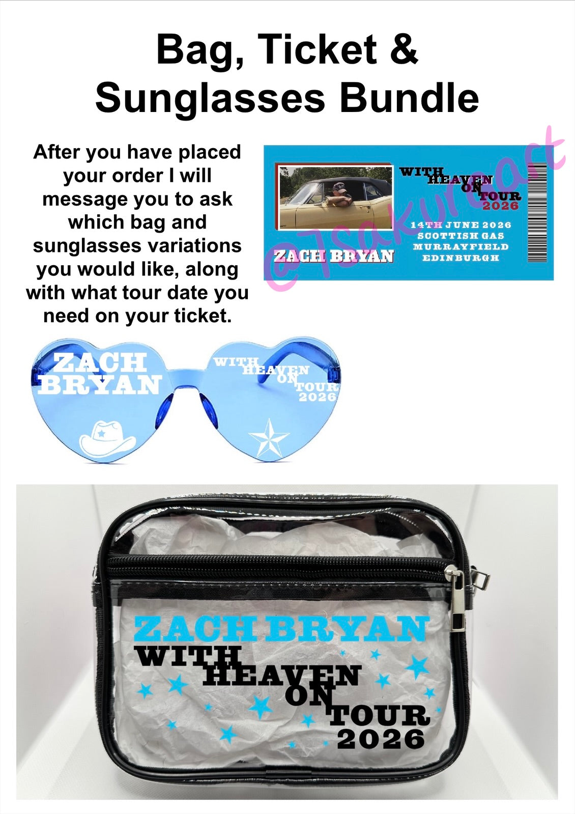 ZB 2026 Tour Concert Bag Clear Stadium Approved PVC Concert Crossbody