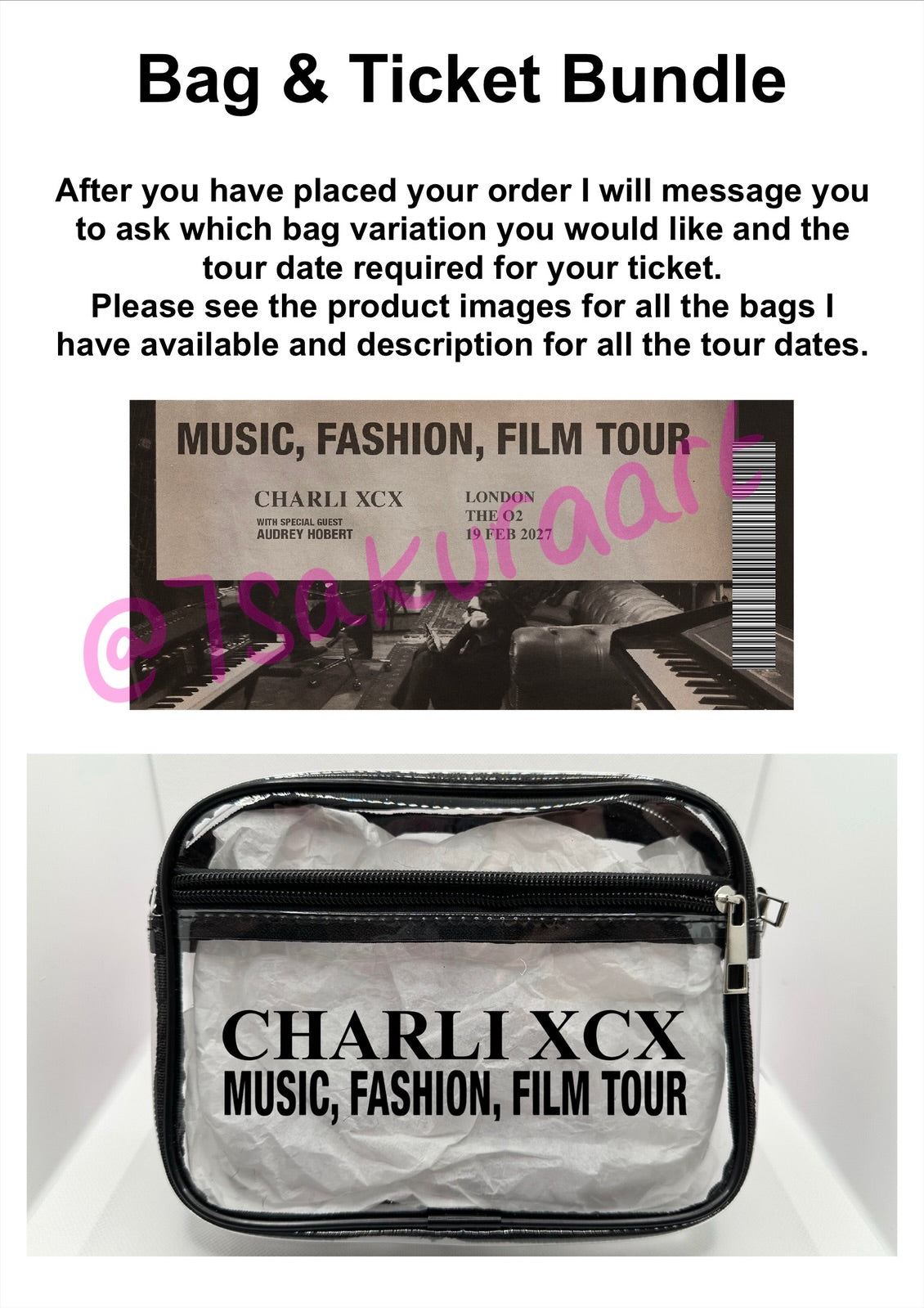 CX 2027 Tour Concert Bag Clear Stadium Approved PVC Concert Crossbody