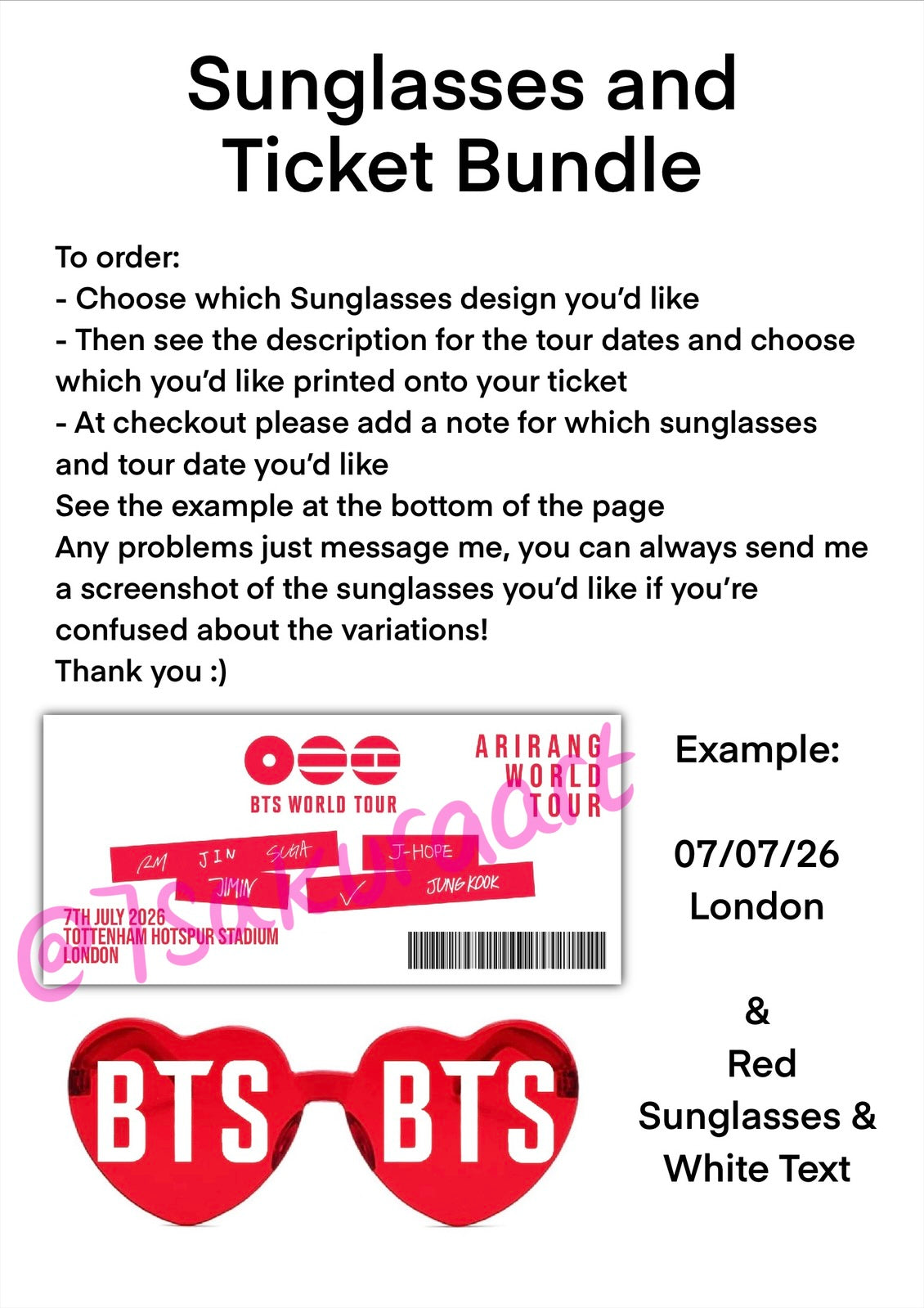 K-Pop Band 2026 Tour Sunglasses
