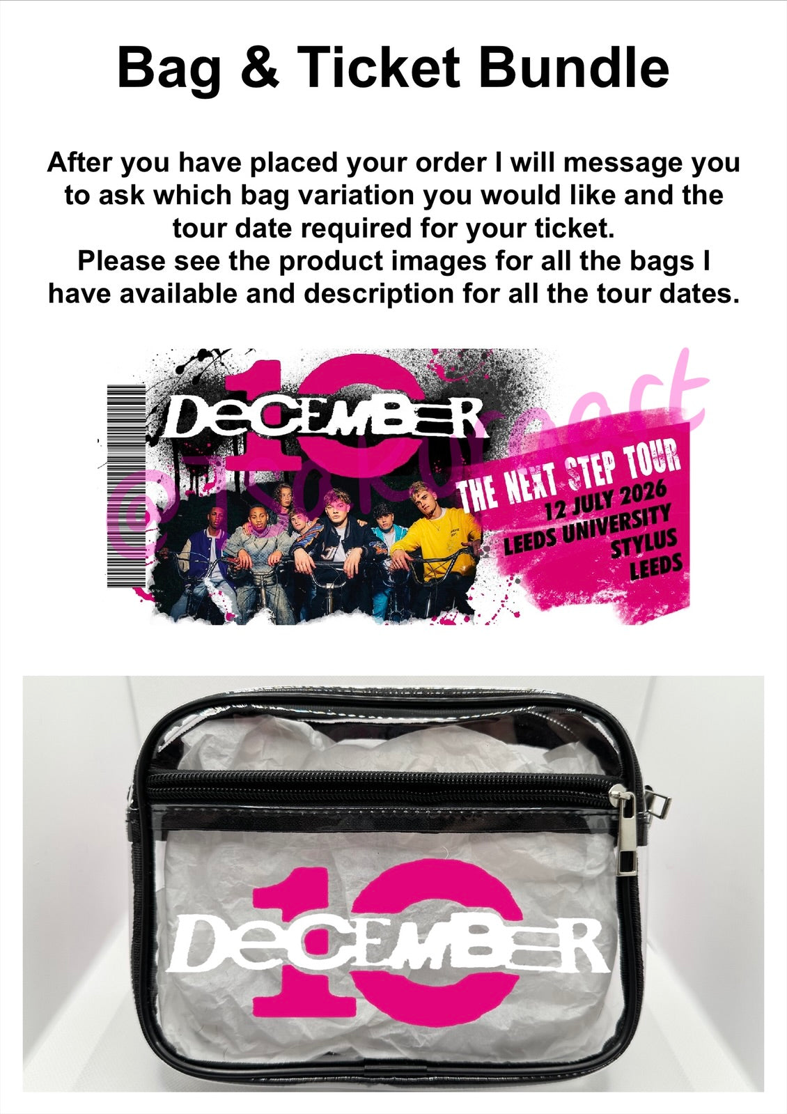 D10 2026 Tour Concert Bag Clear Stadium Approved PVC Concert Crossbody