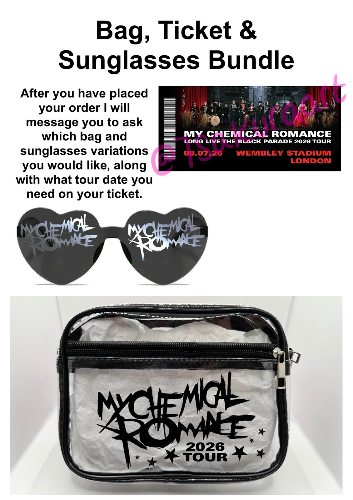 MCR 2026 Tour Concert Bag Clear Stadium Approved PVC Concert Crossbody Bag