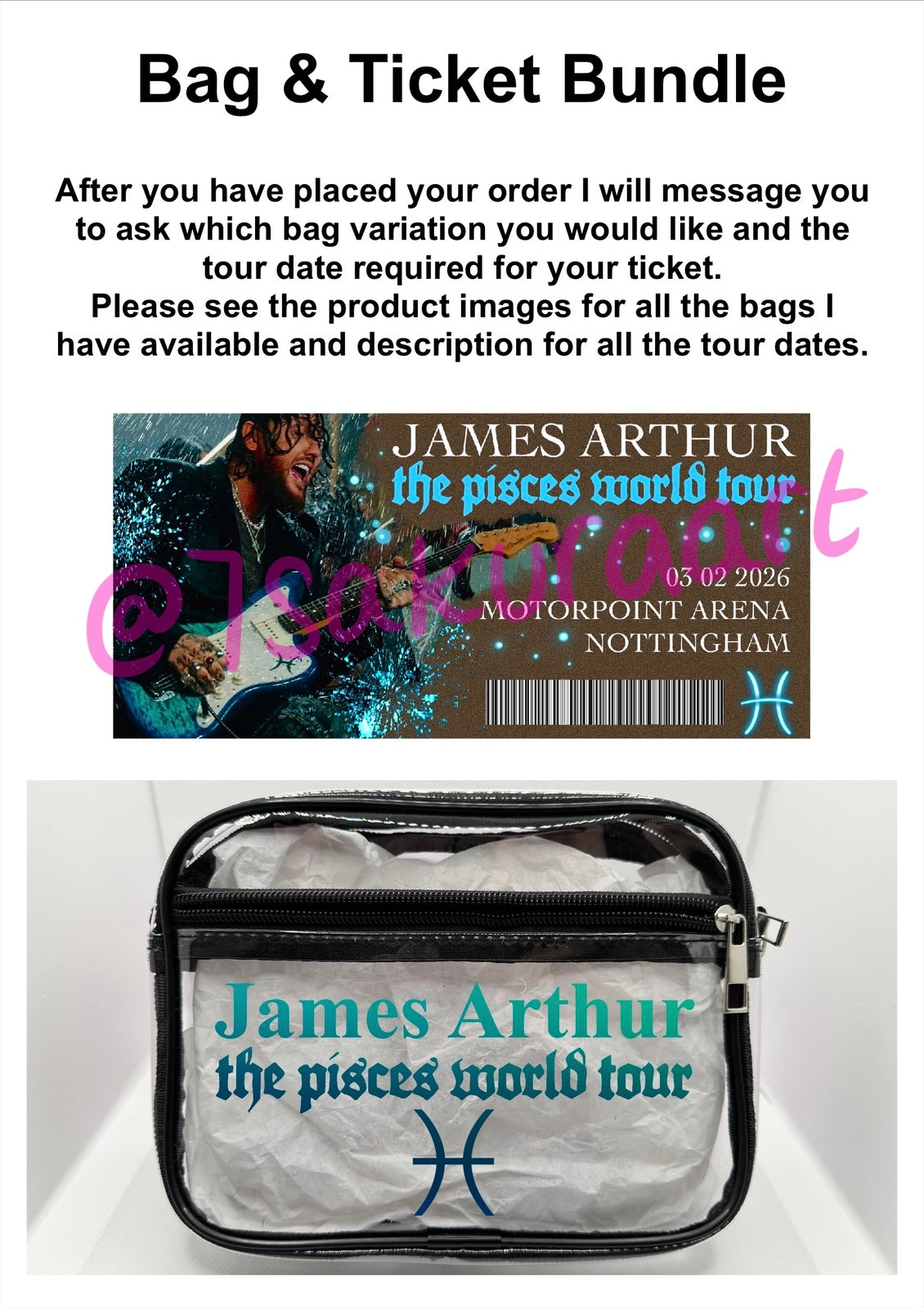 JA 2026 Tour Concert Bag Clear Stadium Approved PVC Concert Crossbody Bag