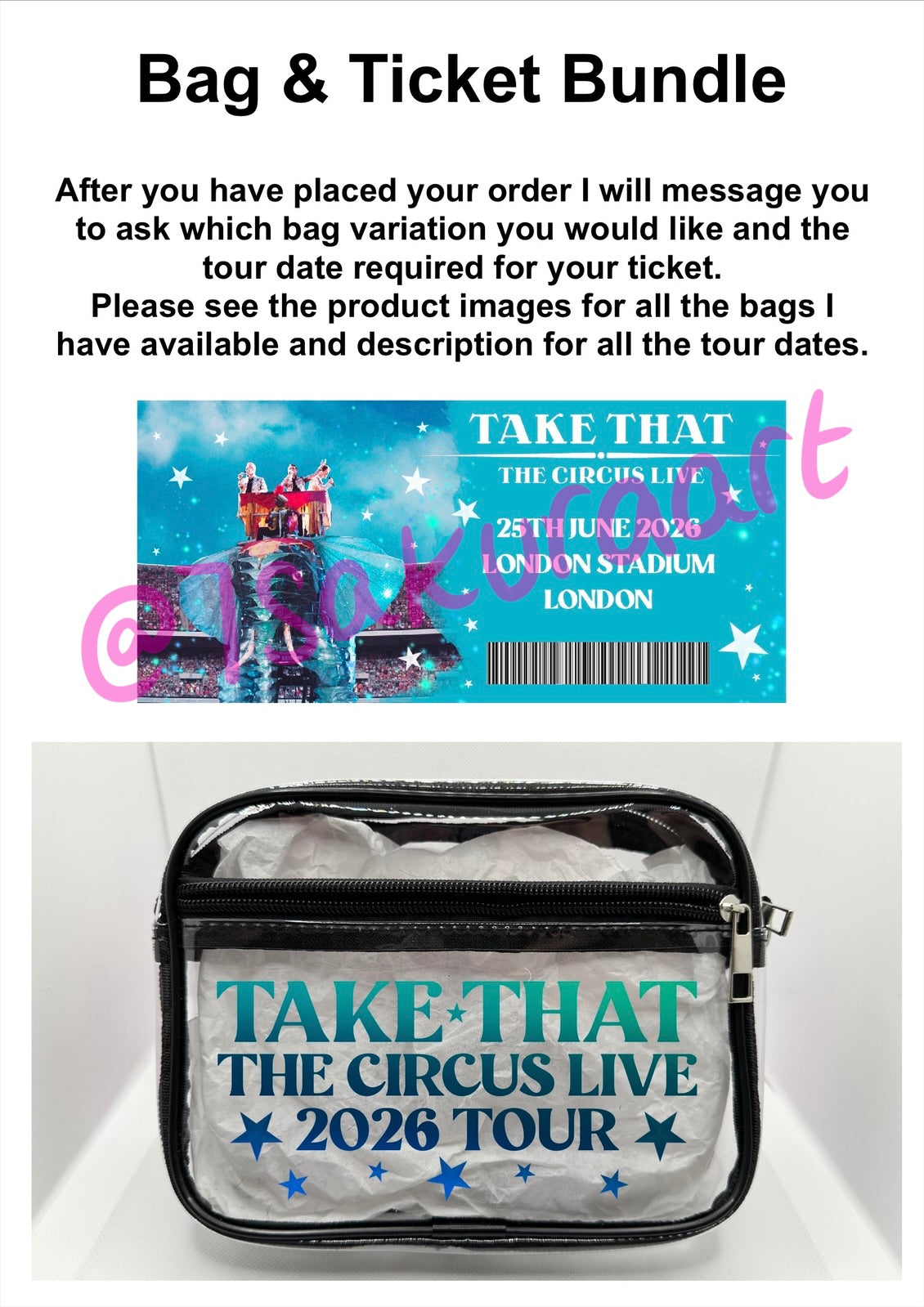 TT 2026 Tour Concert Bag Clear Stadium Approved PVC Concert Crossbody Bag
