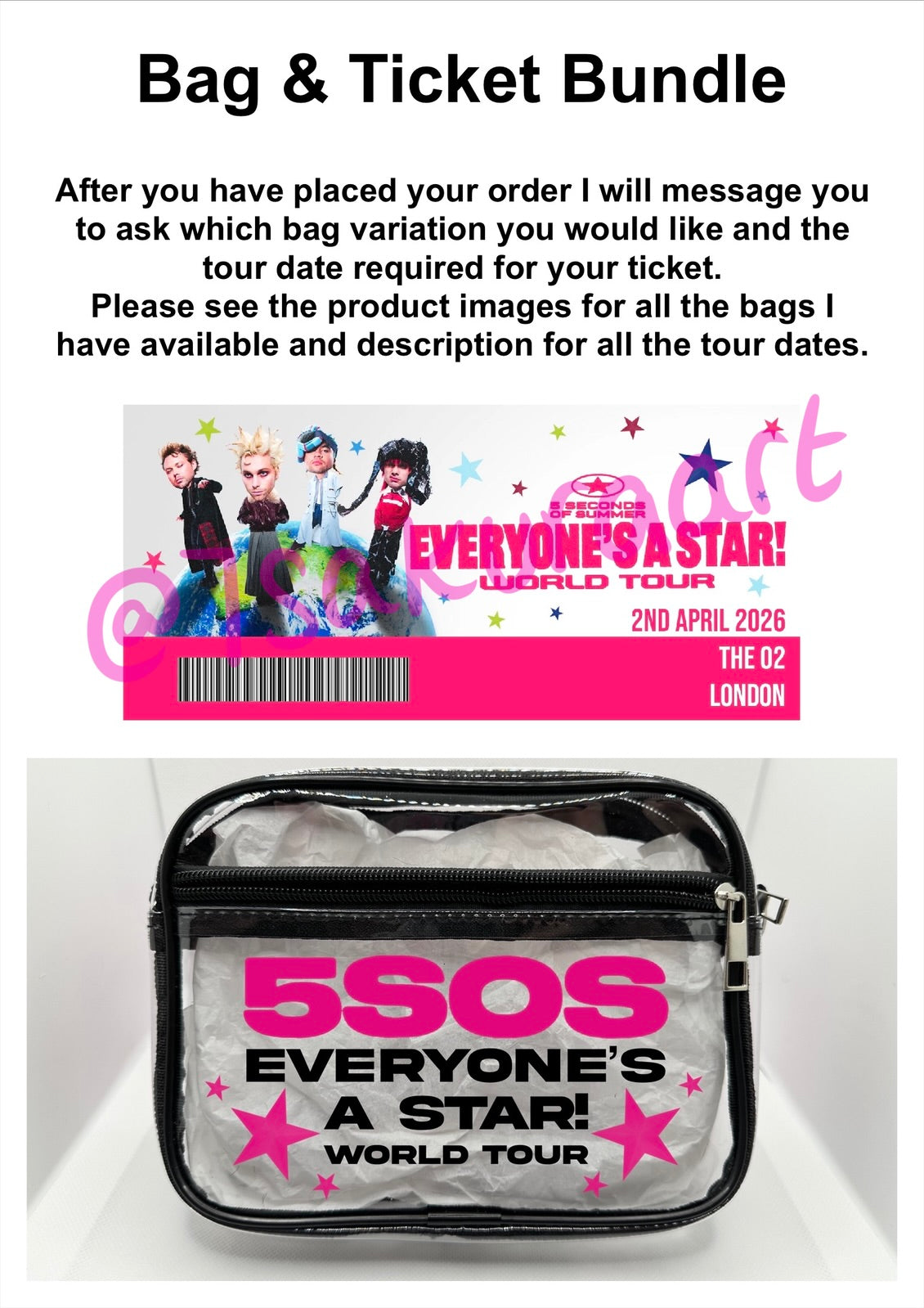5S 2026 Tour Concert Bag Clear Stadium Approved PVC Concert Crossbody Bag