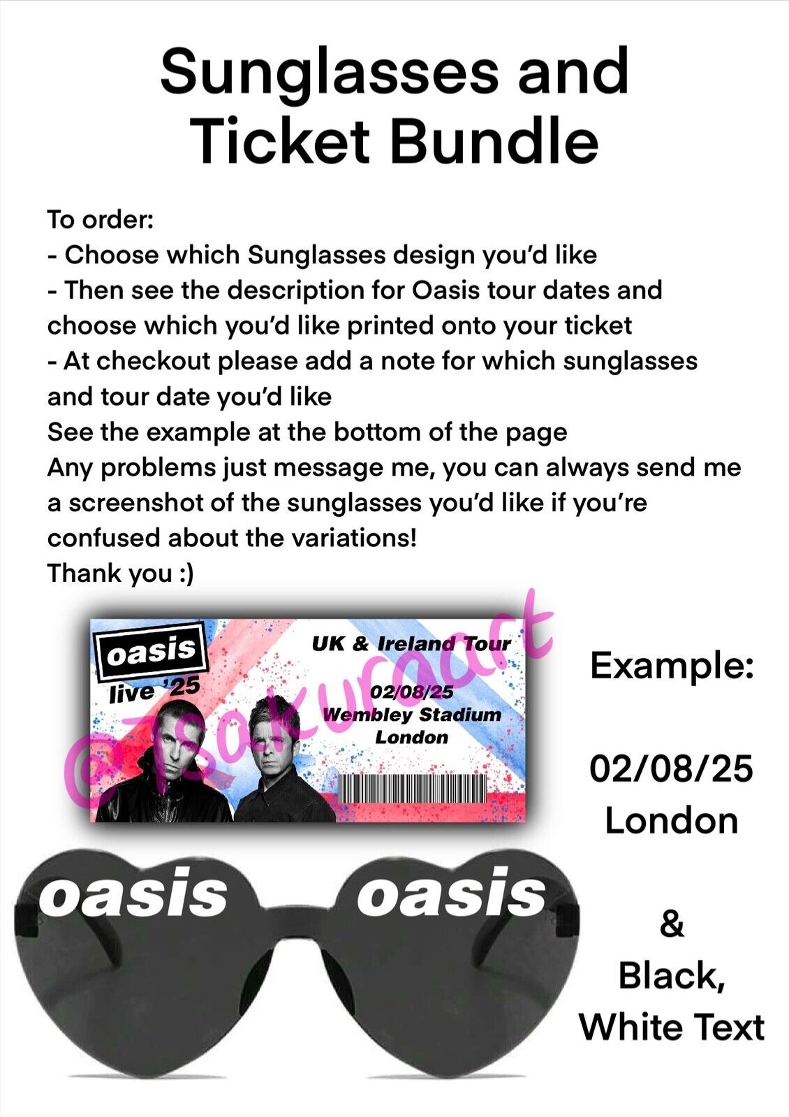 Britpop Sunglasses, Live 2025 Tour Sunglasses