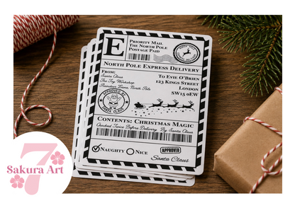 Personalised Christmas Santa Postage Labels, North Pole Post Label Gift