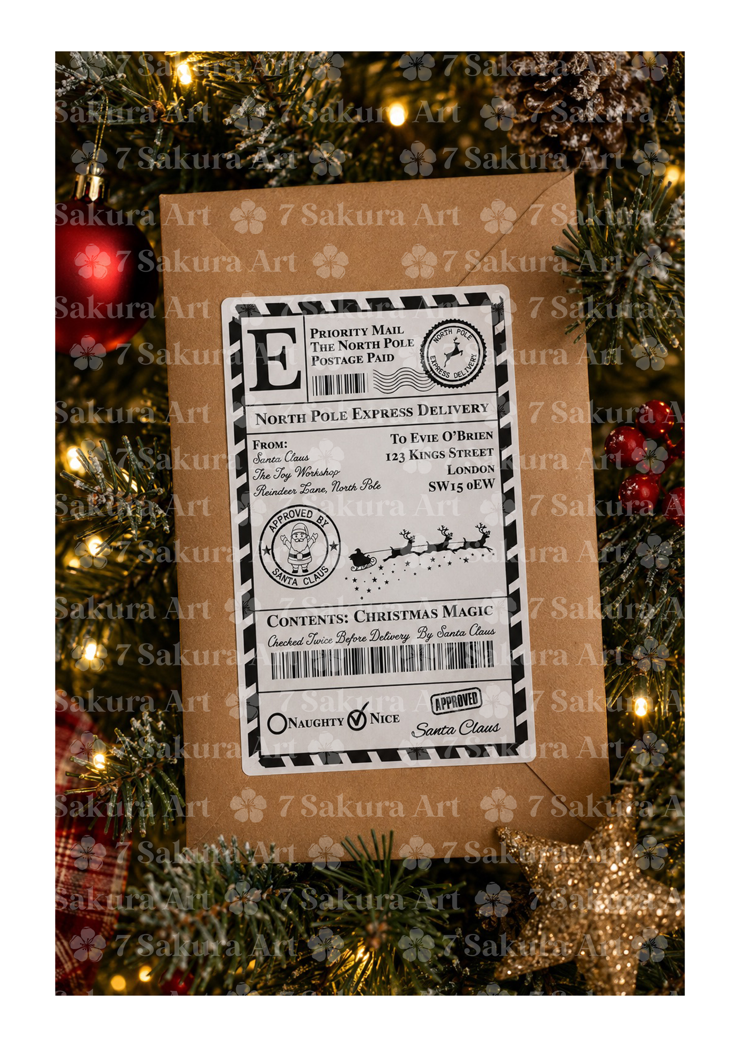 Personalised Christmas Santa Postage Labels, North Pole Post Label Gift