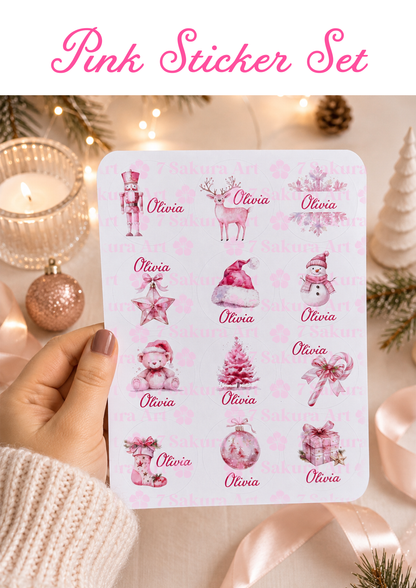 Personalised Christmas Name Stickers | Round Gift Labels | Custom Santa Present