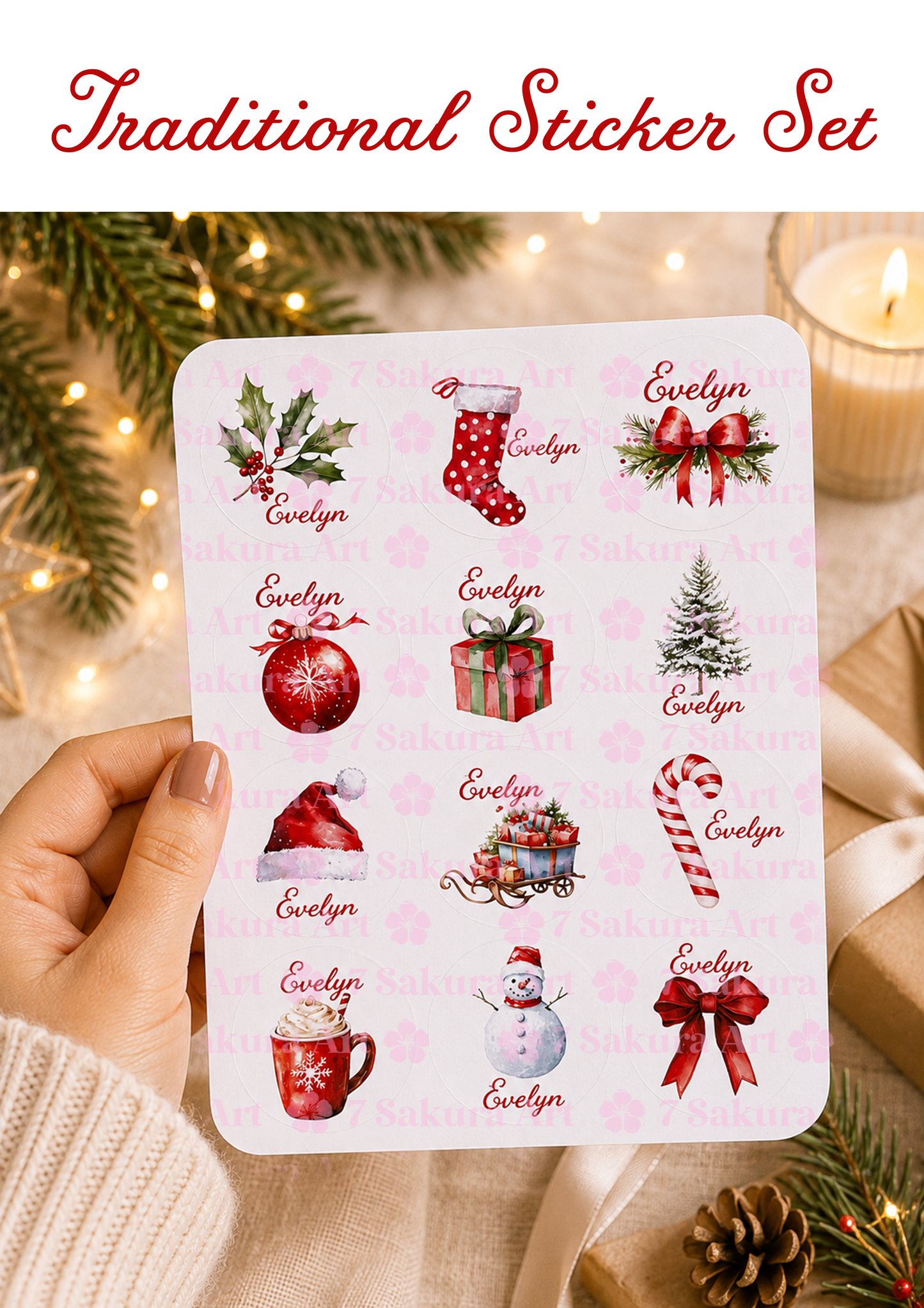 Personalised Christmas Name Stickers | Round Gift Labels | Custom Santa Present