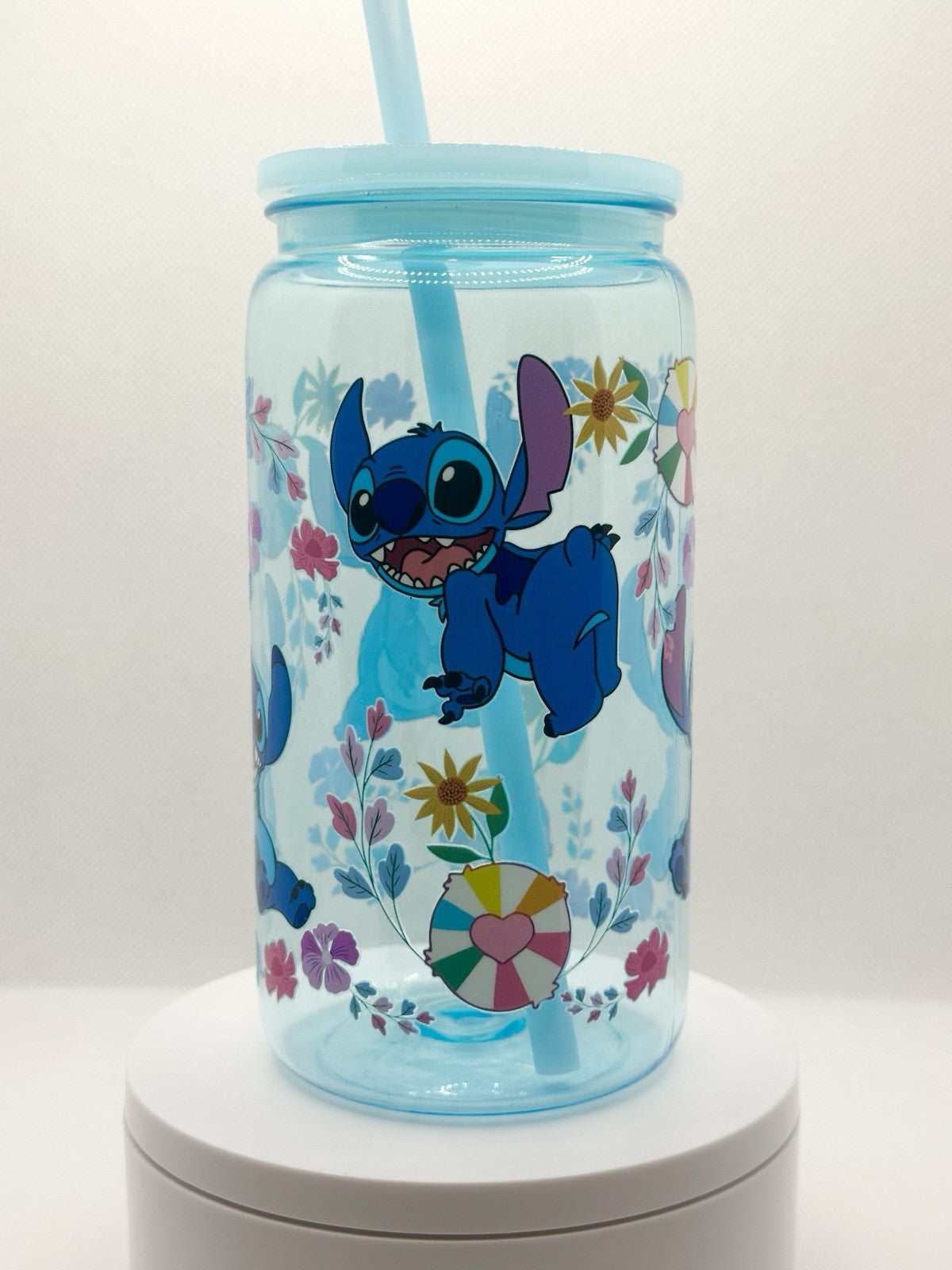 Blue Alien 16oz Blue Plastic Tumbler with Straw