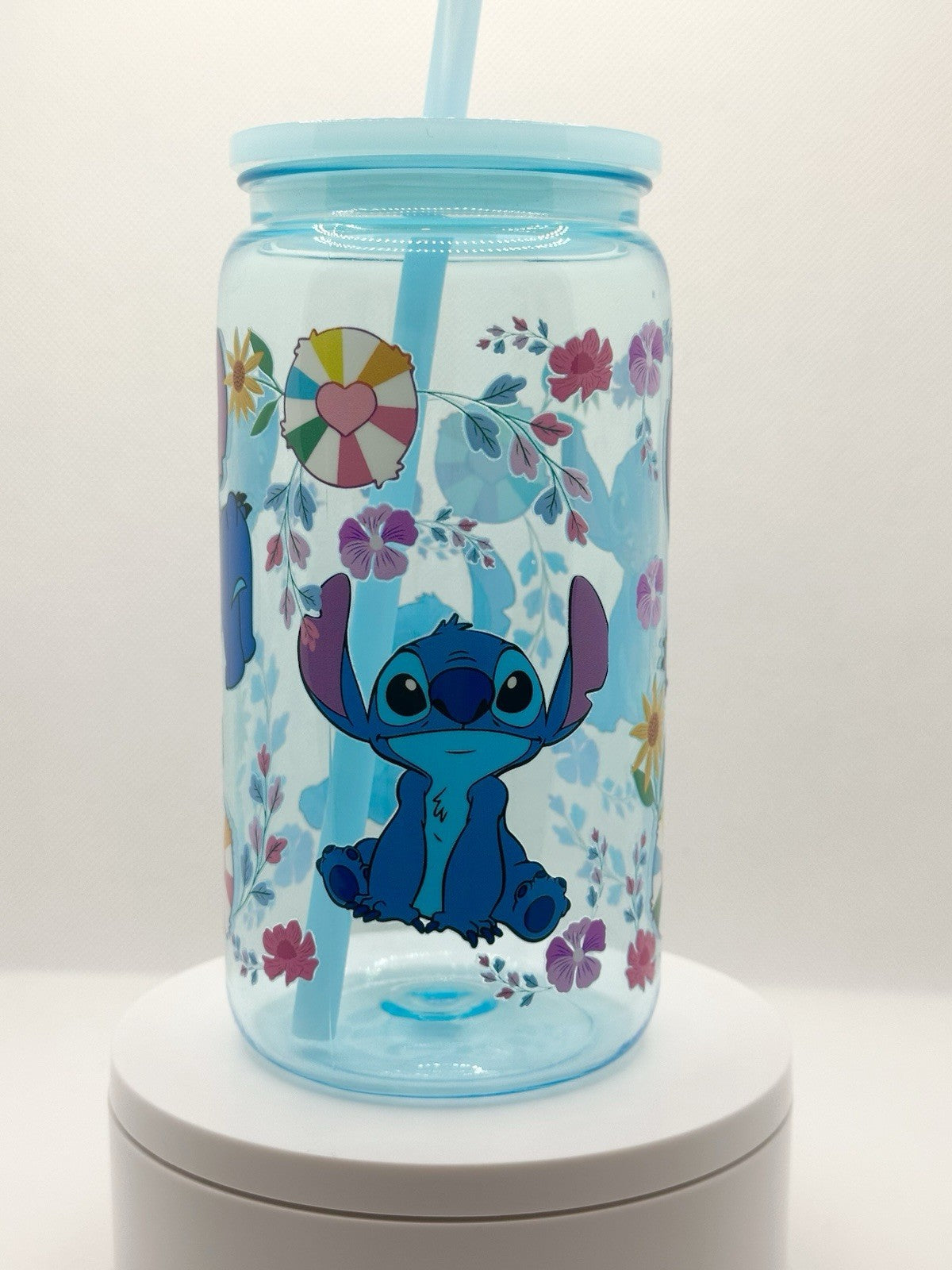 Blue Alien 16oz Blue Plastic Tumbler with Straw