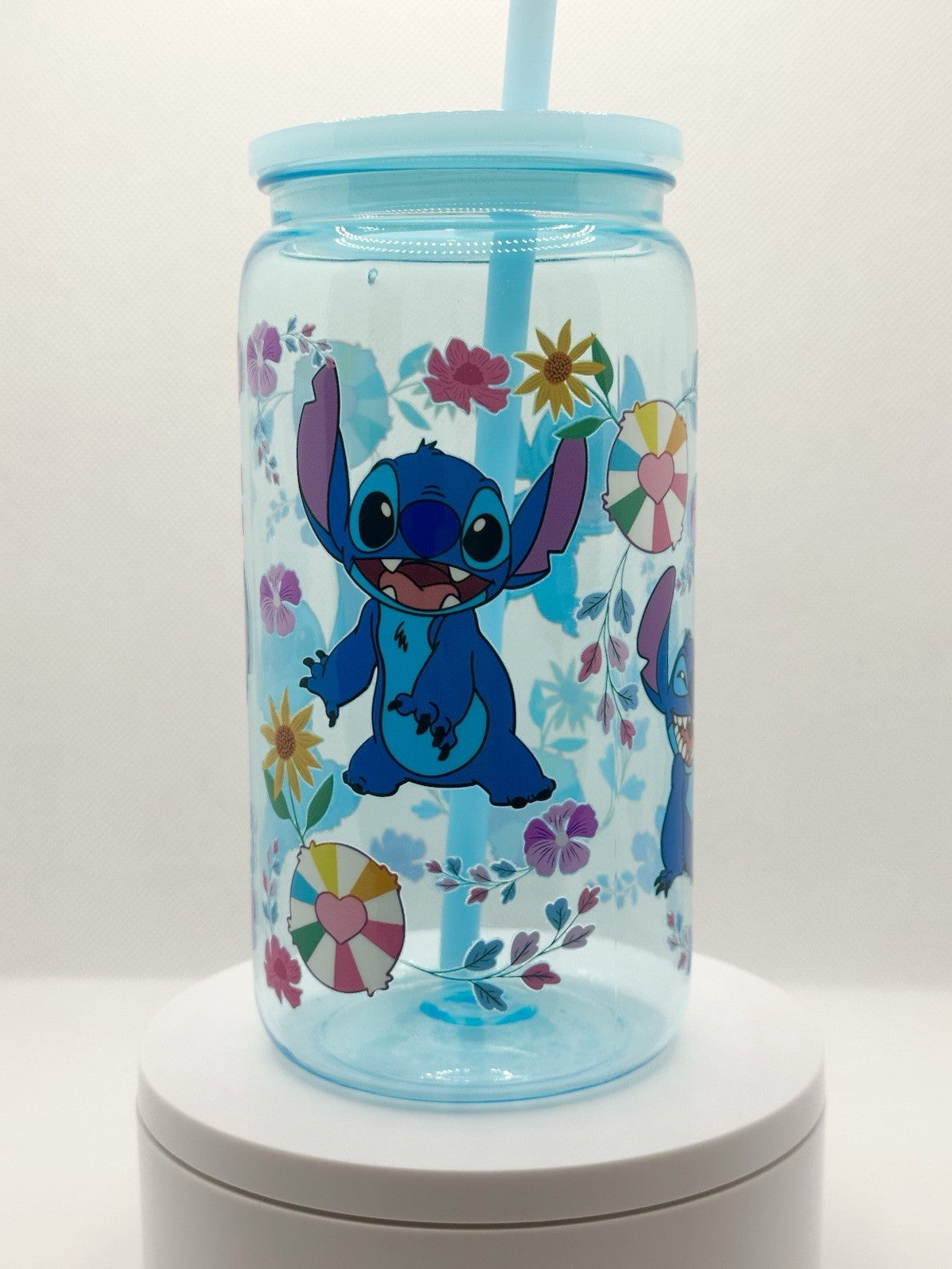 Blue Alien 16oz Blue Plastic Tumbler with Straw