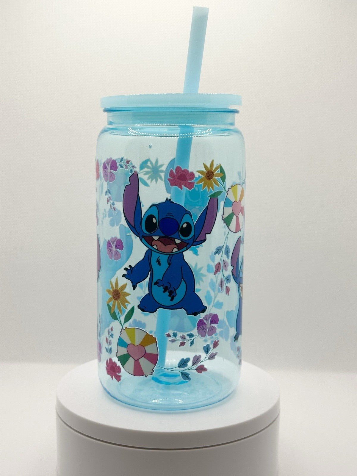 Blue Alien 16oz Blue Plastic Tumbler with Straw